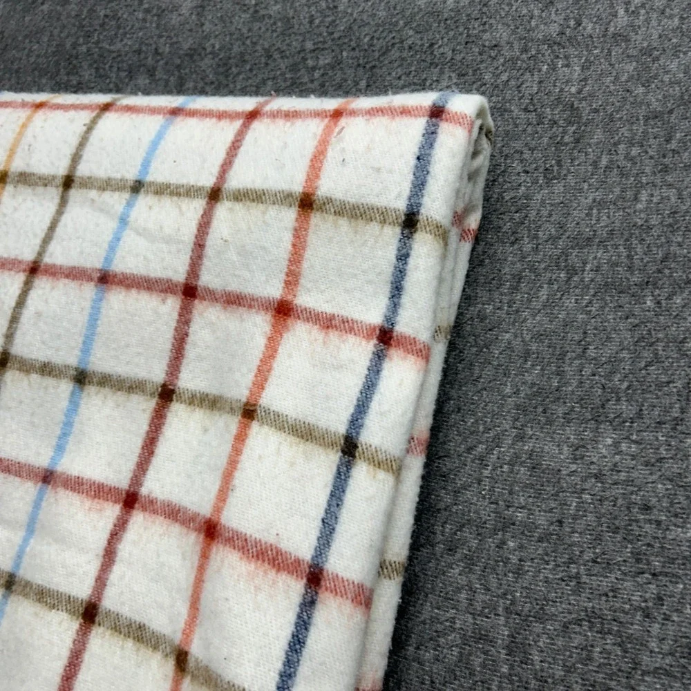 Vintage Plaid Acrylic Satin Trim Blanket Plaid MCM Retro Stevens‎ Utica 80x90